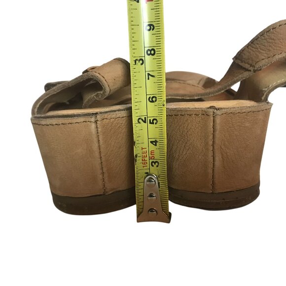 El Naturalista Wedge Sandal Tan Leather Closed Toe Womens Size 8/38 - Picture 7 of 10